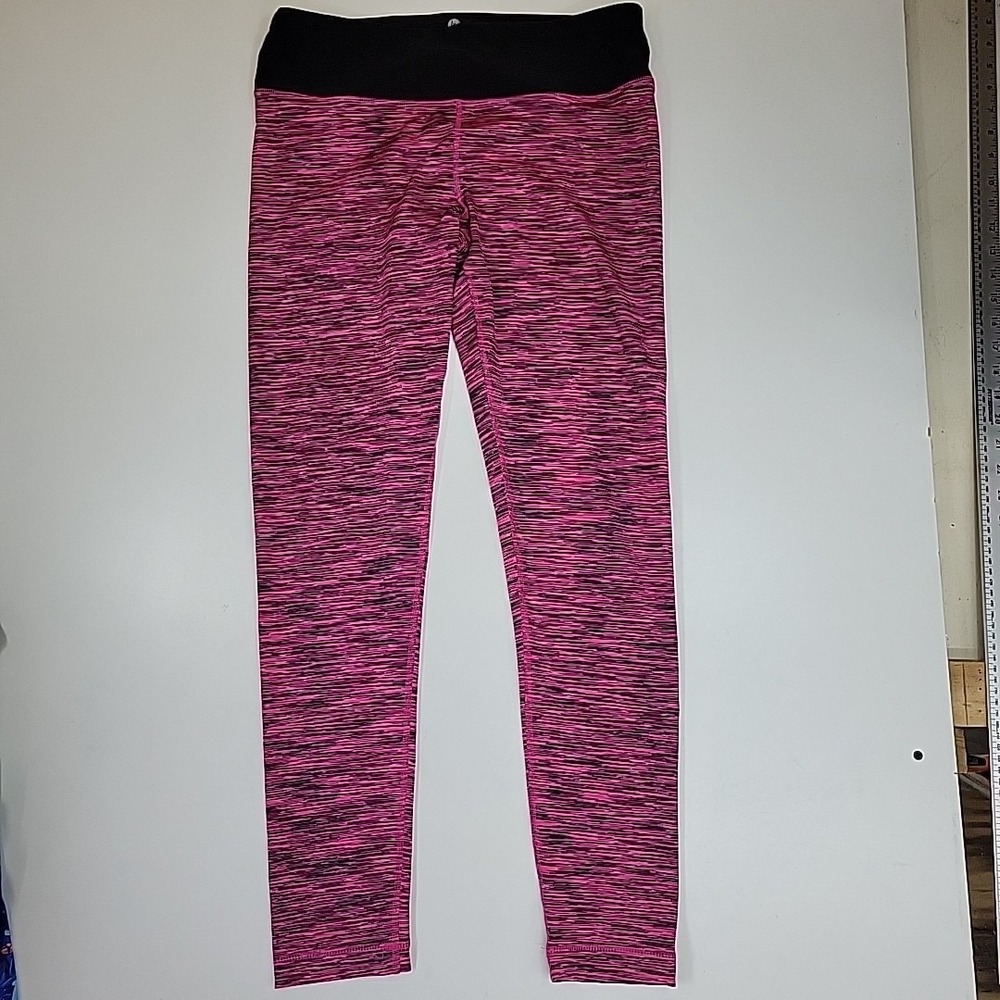 90 Degree By Reflex Barbie‎ Pink/Black Stripe Yoga Activewear Pants Sz L Preppy